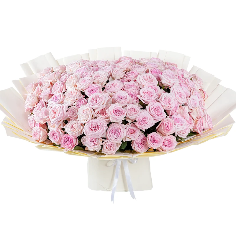 Букет из 101 кустовой розовой розы